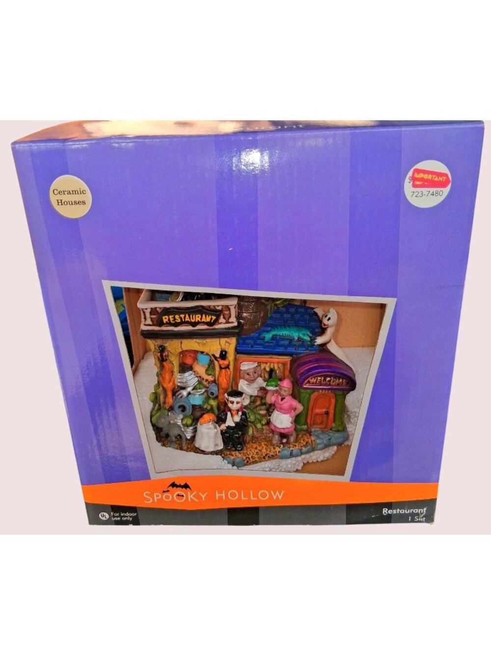 Spooky Hollow Ceramic Restaurant Haunted House Light-Up Halloween Décor For Indo